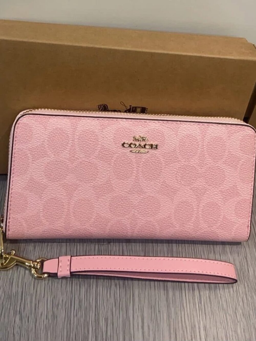 Pink Wristlet Wallet Clutch – Zip Around Long Wallet with Wrist Strap